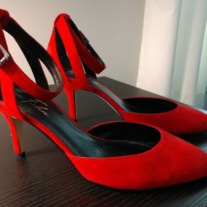 Red Marc Fisher Pumps with Ankle Straps - Size 9.5